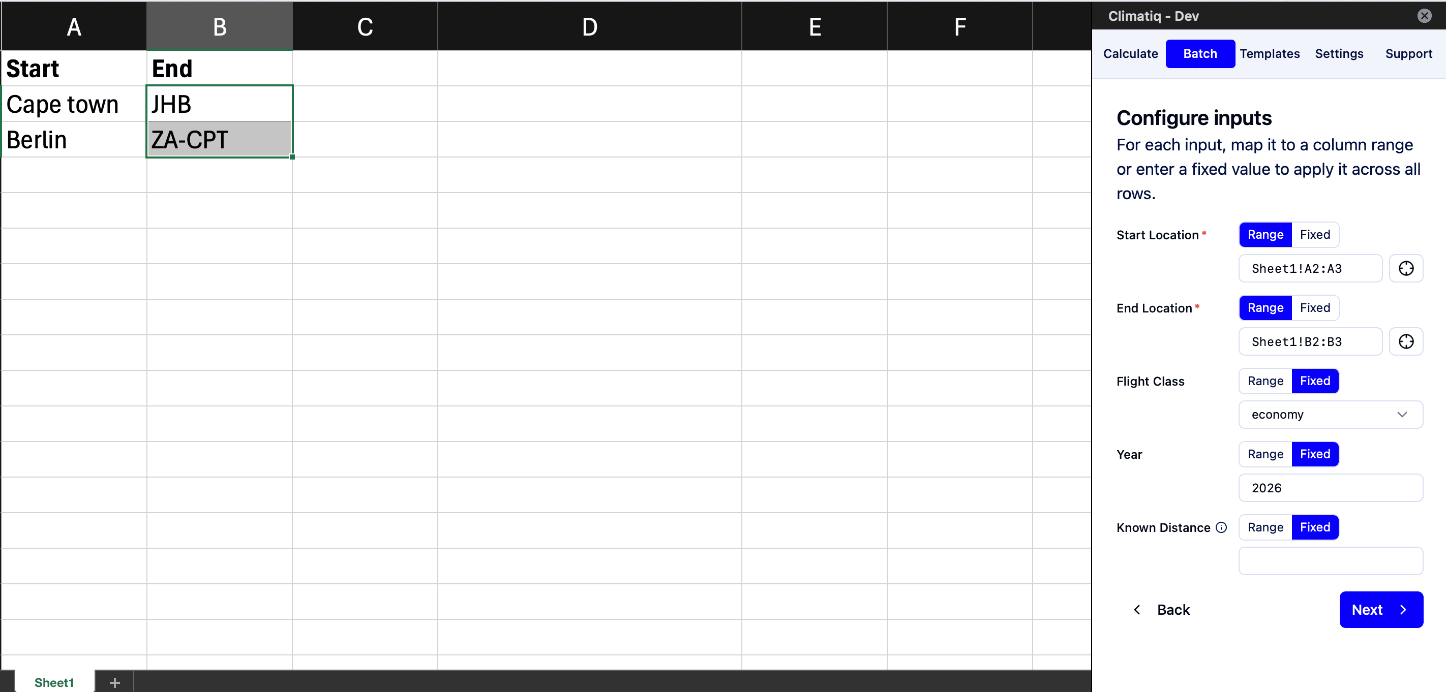 Configure inputs