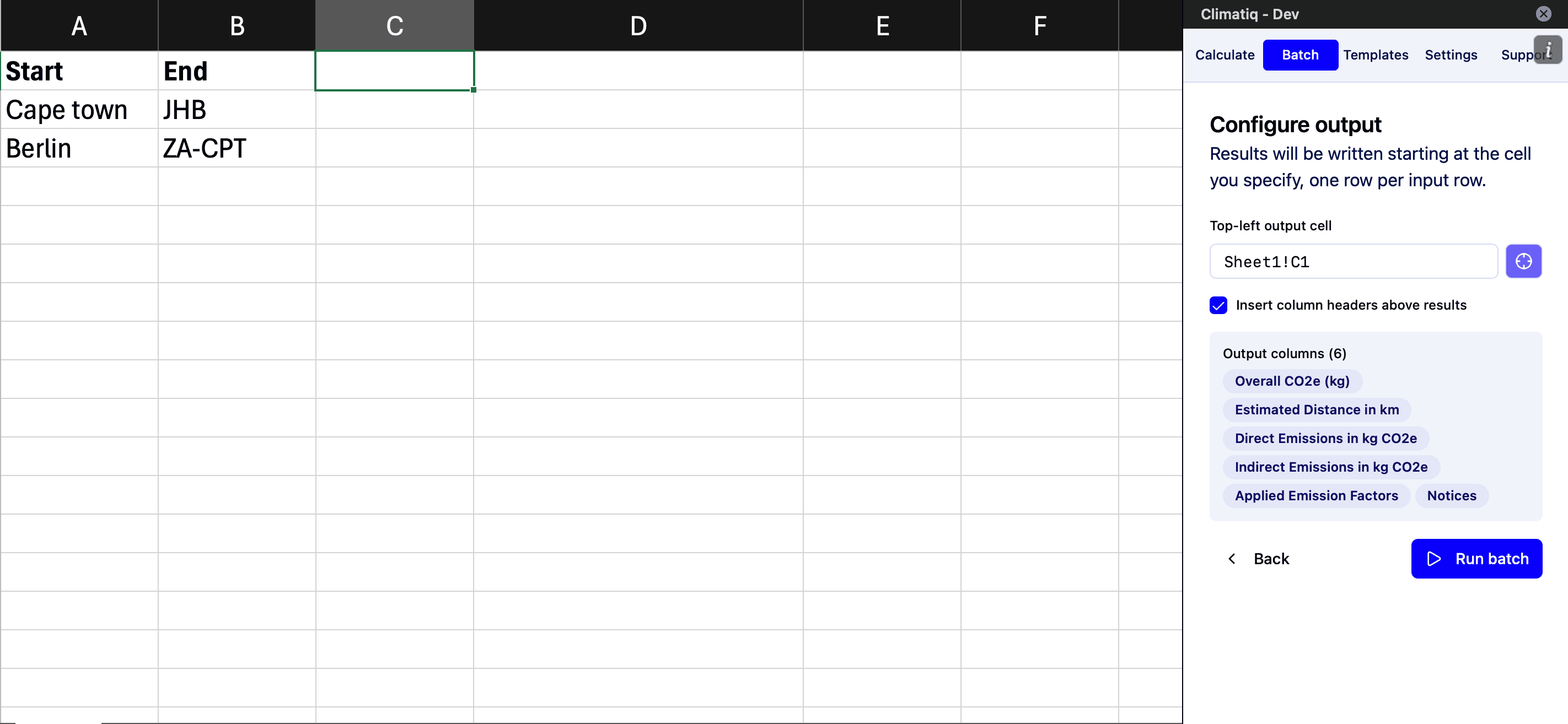 Configure output