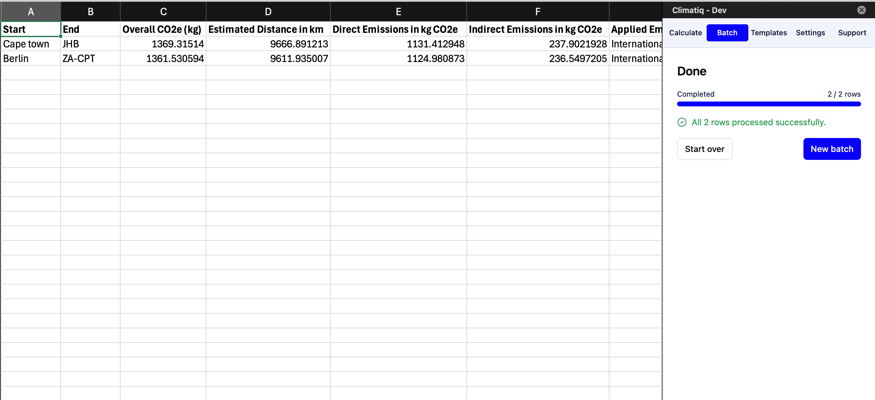 Batch results