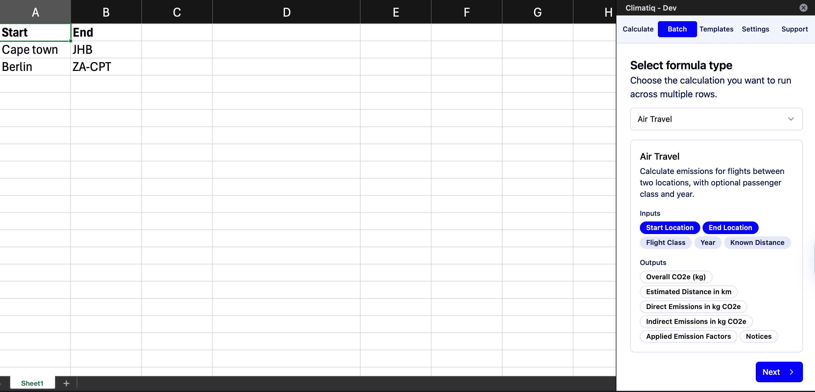 Select formula type
